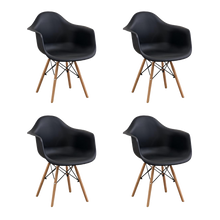Silla Delia, Color Negro, Con espaldar y patas en Madera X4