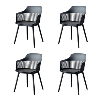 Silla Con Cojin Max, Color Negro, Con espaldar y cojín X4