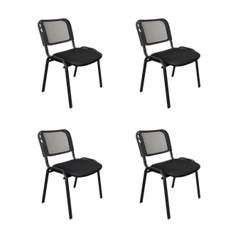 Silla Interlocutora, Negro, Con espaldar y diseño sencillo X4