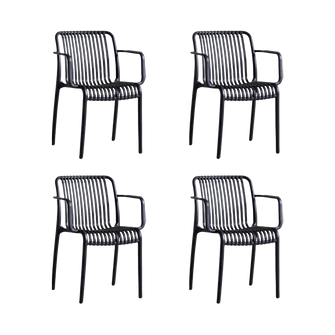 Silla Terra con Brazos, Color Negro, Con espaldar X4