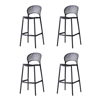 Butaco para Barra Paraiso, Color Negro, Diseño Moderno X4