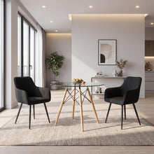 Combo para Sala Kristal, Incluye Mesa Redonda de Vidrio y 2 Sillas