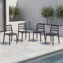 Silla New York, Negro, Con espaldar en líneas y diseño minimalista X4