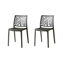 Silla Harlem, Negro, Con espaldar en forma de árbol y diseño minimalista X2
