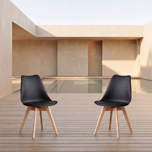 Silla Fyn, Negro, Diseño Minimalista Con Espaldar, Cojín y Patas De Madera X2