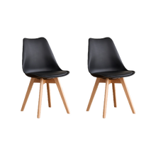 Silla Fyn, Negro, Diseño Minimalista Con Espaldar, Cojín y Patas De Madera X2