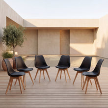 Silla Fyn, Negro, Diseño Minimalista Con Espaldar, Cojín y Patas De Madera X6