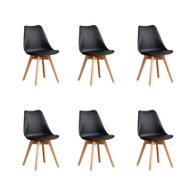 Silla Fyn, Negro, Diseño Minimalista Con Espaldar, Cojín y Patas De Madera X6