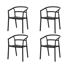 Silla Porto, Negro, Con espaldar minimalista y diseño Moderno X4