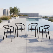 Silla Porto, Negro, Con espaldar minimalista y diseño Moderno X4