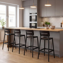 Silla para Bar Manila, Negro, Con espaldar rectangular y diseño Moderno X4