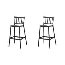 Silla para Bar Oxford, Negro, Con espaldar en barras y diseño minimalista X2
