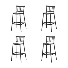 Silla para Bar Oxford, Negro, Con espaldar en barras y diseño minimalista X4