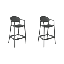 Silla para Bar Curitiva, Negro, Con espaldar traspirable y diseño Minimalista X2