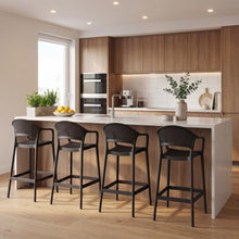 Silla para Bar Curitiva, Negro, Con espaldar traspirable y diseño Minimalista X4