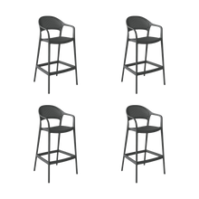 Silla para Bar Curitiva, Negro, Con espaldar traspirable y diseño Minimalista X4