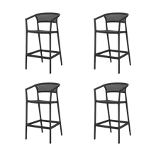 Silla para Bar Salvador, Negro, Con espaldar en malla y diseño Moderno X4