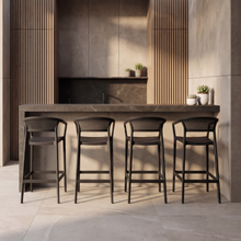 Silla para Bar Salvador, Negro, Con espaldar en malla y diseño Moderno X4