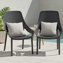 Silla Lounge Ibiza, Negro, con espaldar y reposa brazos X2