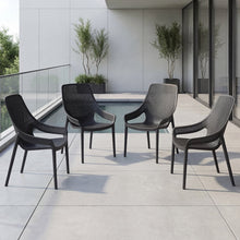 Silla Lounge Ibiza, Negro, con espaldar y reposa brazos X4