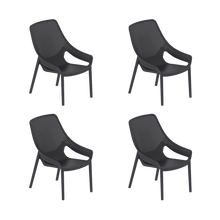 Silla Lounge Ibiza, Negro, con espaldar y reposa brazos X4