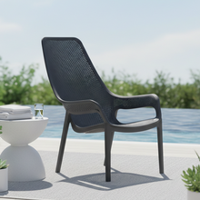 Silla Lounge Mayorca, Negro, con espaldar y reposa brazos X2