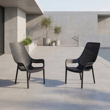 Silla Lounge Mayorca, Negro, con espaldar y reposa brazos X2
