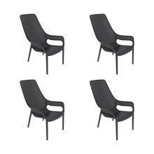 Silla Lounge Mayorca, Negro, con espaldar y reposa brazos X4
