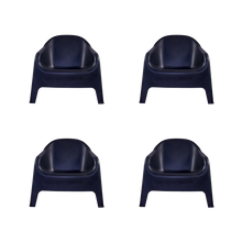 Silla Lounge Sun, Negro, cómoda para terraza o jardín X4