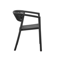 Set de 2 Sillas Balí, Negro, con Espaldar en Cuerdas y Diseño Moderno