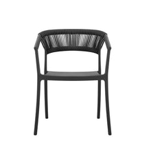 Set de 2 Sillas Balí, Negro, con Espaldar en Cuerdas y Diseño Moderno