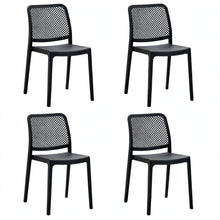 Set de 4 Sillas Manhattan, Negra, con Espaldar en Rejilla y Diseño Minimalista