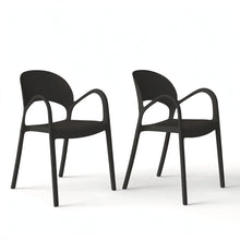 Set de 2 Sillas Bremen, Negra, con Espaldar, Reposa Brazos y Diseño Minimalista