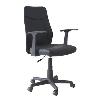 Silla de Escritorio Victoria, Negra, de Cuero Sintético y Patas de Plástico