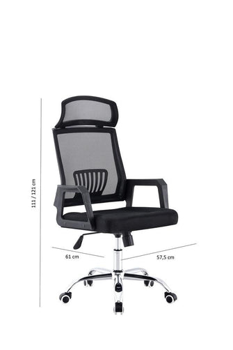 Silla Oficina X-57B, Wengue, con Cómodo Espaldar y Rodachines