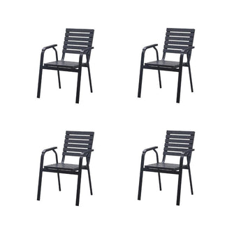 Sillas Comedor Exterior Rapel Negro, con Cómodo Espaldar x4