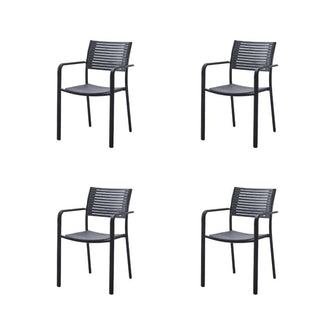 Sillas Comedor Exterior Oasis, Negro, con Cómodo Espaldar x4