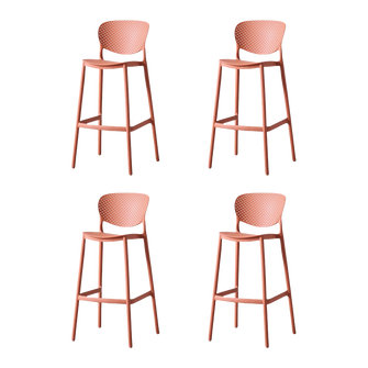 Butaco para Barra Rio, Color Terracota, Diseño Moderno X4