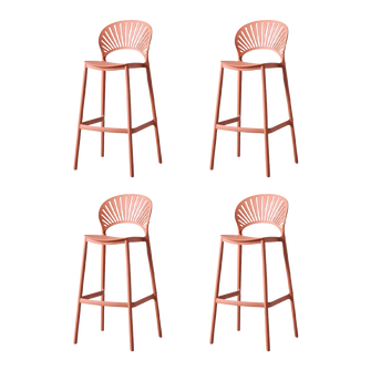 Butaco para Barra Paraiso, Color Terracota, Diseño Moderno X4