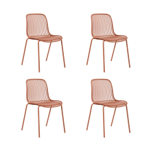 Silla Barcelona, Color Rojo, Con espaldar en líneas diseño moderno X4