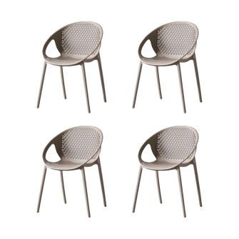 Silla Selva Con Brazos, Color Taupe, Con espaldar X4