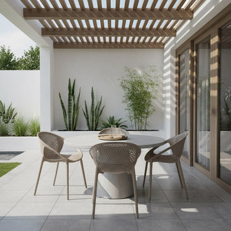 Silla Selva Con Brazos, Color Taupe, Con espaldar X4
