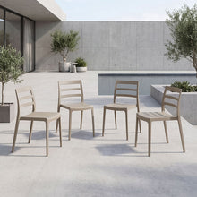 Silla New York, Taupe, Con espaldar en líneas y diseño minimalista X4