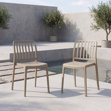 Silla Brooklyn, Taupe, Con espaldar en rayas y diseño minimalista  X2