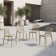 Silla Brooklyn, Taupe, Con espaldar en rayas y diseño minimalista  X4