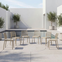 Silla Brooklyn, Taupe, Con espaldar en rayas y diseño minimalista  X6
