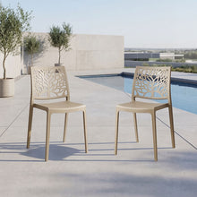 Silla Harlem, Taupe, Con espaldar en forma de árbol y diseño minimalista X2
