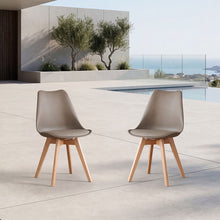 Silla Fyn, Taupe, Diseño Minimalista Con Espaldar, Cojín y Patas De Madera X2