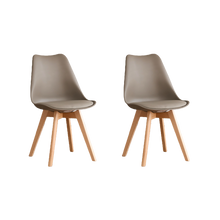 Silla Fyn, Taupe, Diseño Minimalista Con Espaldar, Cojín y Patas De Madera X2