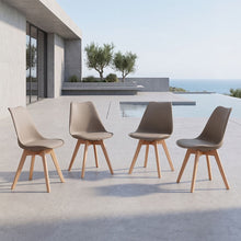 Silla Fyn, Taupe, Diseño Minimalista Con Espaldar, Cojín y Patas De Madera X4